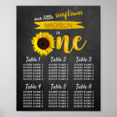 Little Sunflower 1st Birthday Seating Chart Poster (Voorkant)