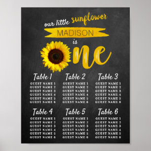 Little Sunflower 1st Birthday Seating Chart Poster