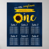 Little Sunflower 1st Birthday Seating Chart Poster (Voorkant)