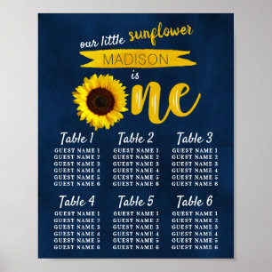 Little Sunflower 1st Birthday Seating Chart Poster