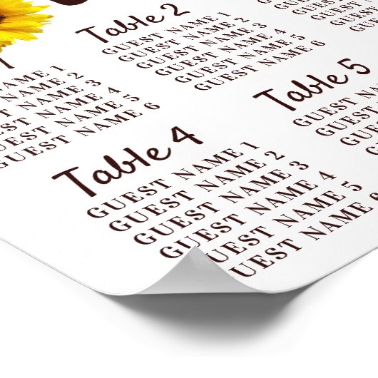 Little Sunflower 1st Birthday Seating Chart Poster (Hoek)