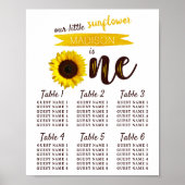 Little Sunflower 1st Birthday Seating Chart Poster (Voorkant)