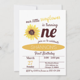 Little Sunflower 1st Birthday-uitnodiging Kaart