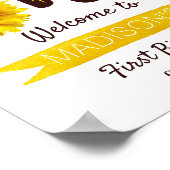 Little Sunflower 1st Birthday Welcome Sign Poster (Hoek)