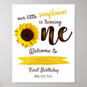 Little Sunflower 1st Birthday Welcome Sign Poster (Voorkant)