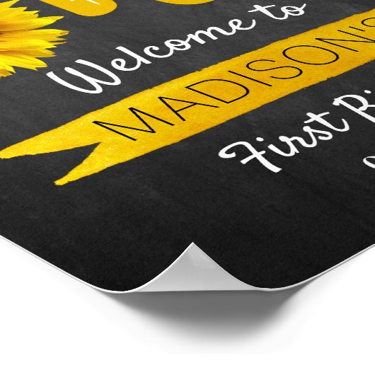 Little Sunflower 1st Birthday Welcome Sign Poster (Hoek)