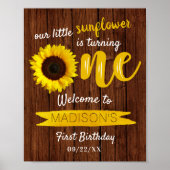 Little Sunflower 1st Birthday Welcome Sign Poster (Voorkant)