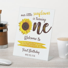 Little Sunflower 1st Birthday Welkom Reclamebord Met Voetstuk