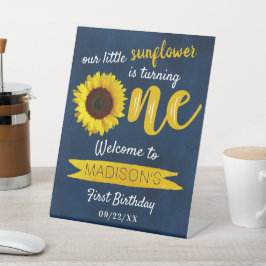 Little Sunflower 1st Birthday Welkom Reclamebord Met Voetstuk
