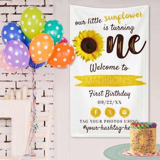 Little Sunflower 1st Birthday Welkom Spandoek