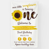 Little Sunflower 1st Birthday Welkom Spandoek (Verticaal)