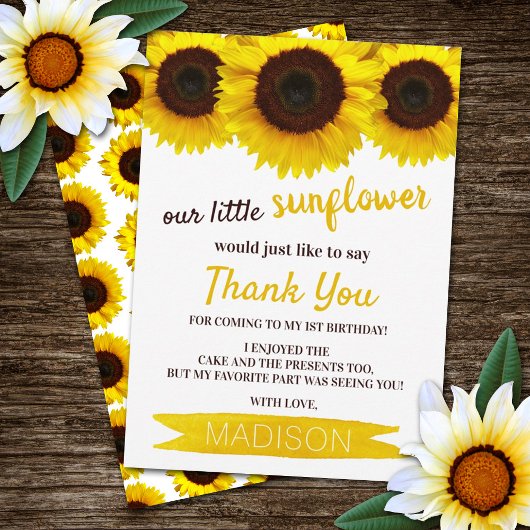 Little Sunflower Birthday Bedankkaart