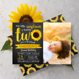 Little Sunflower Chalkboard 2e verjaardag Foto Kaart