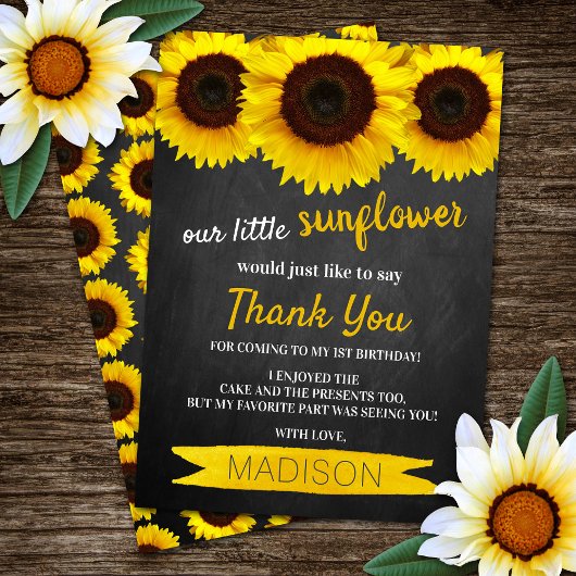 Little Sunflower Chalkboard Birthday Bedankkaart