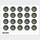 Little Sunflower Navy Blue 1st Birthday Ronde Sticker (Vel)
