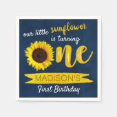 Little Sunflower Navy Blue 1st Birthday Servet (Voorkant)