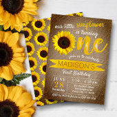 Little Sunflower Rustic Burlap 1e verjaardag Kaart