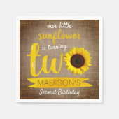 Little Sunflower Rustic Burlap 2e verjaardag Servet (Voorkant)