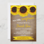 Little Sunflower Rustic Burlap Birthday Bedankkaart (Voorkant)