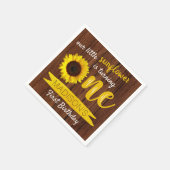 Little Sunflower Rustic Wood 1st Birthday Servet (Hoek)