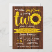 Little Sunflower Rustic Wood 2e verjaardag Kaart (Voorkant)