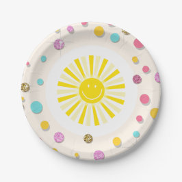 Little sunhine Paper Borden Verjaardags Meisje Roz Papieren Bordje