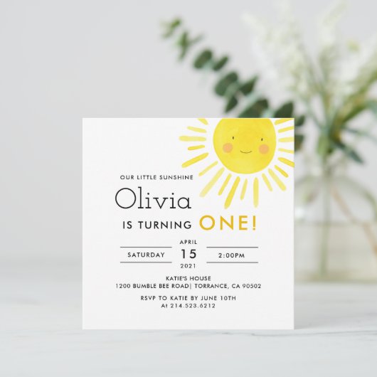 Little Sunshine 1e Verjaardagsfeestplein Kaart (Staand voorkant)