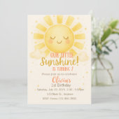 Little Sunshine 1st Birthday Invitation Kaart (Staand voorkant)