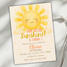Little Sunshine 1st Birthday Invitation Kaart