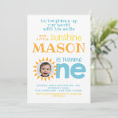 Little Sunshine 1st Birthday met foto Kaart (Staand voorkant)
