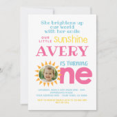 Little Sunshine 1st Birthday met foto Kaart (Voorkant)