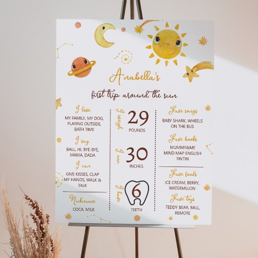 Little Sunshine 1st Birthday Milestone Poster
