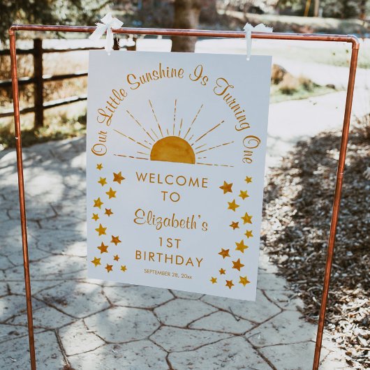 Little Sunshine 1st Birthday Welcome Sign Poster