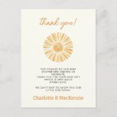 Little Sunshine Baby shower Bedankt Briefkaart (Voorkant)