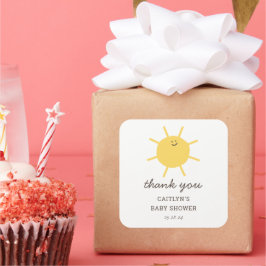 Little Sunshine Baby shower Dank je wel Vierkante Sticker
