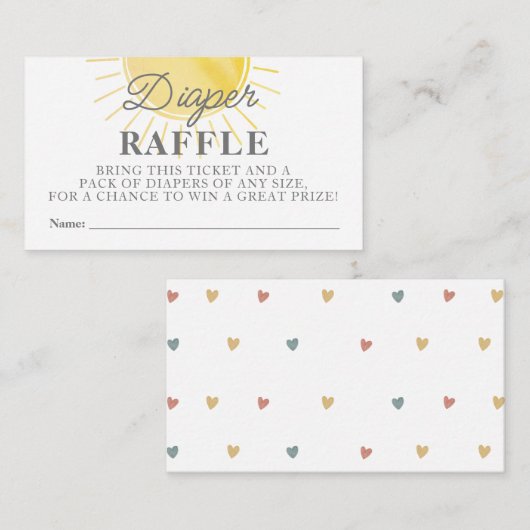 Little Sunshine baby shower Diaper Raffle Kaart Notitiekaartje (Voorkant / Achterkant)