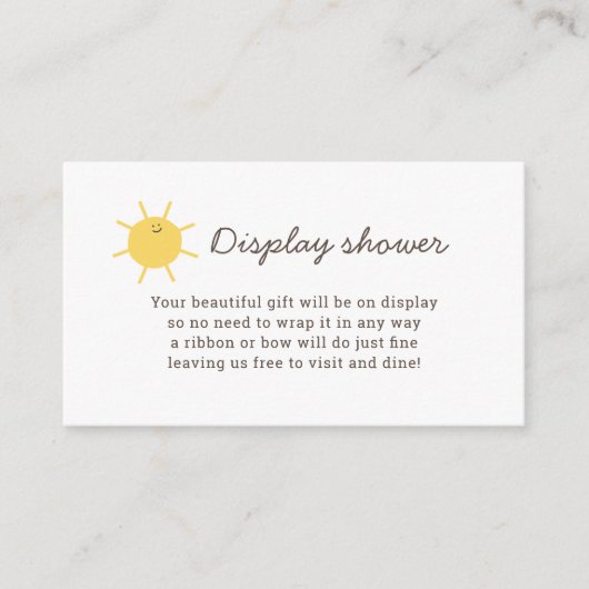 Little Sunshine Baby shower Display Shower Informatiekaartje (Voorkant)