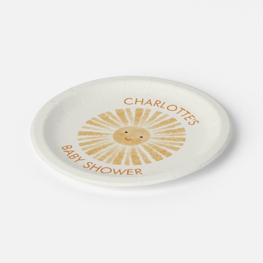 Little Sunshine Baby shower gepersonaliseerd Papieren Bordje (Gekanteld)