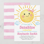 Little Sunshine Baby shower Invitation Ray of-A159 Kaart (Voorkant / Achterkant)
