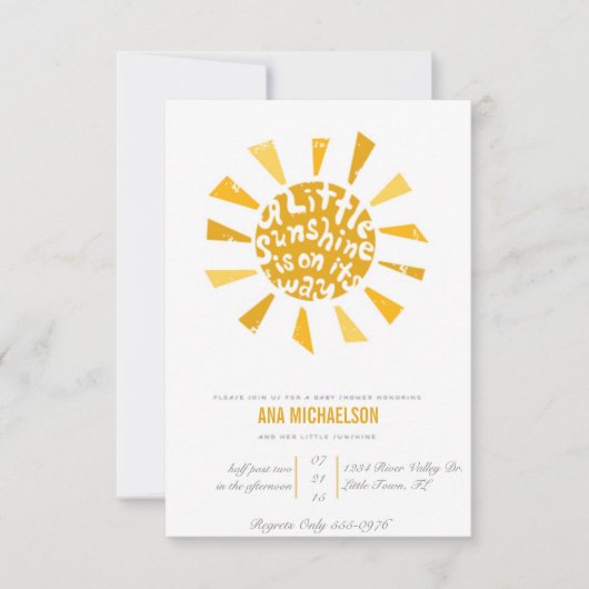 Little Sunshine Baby shower Kaart (Voorkant)