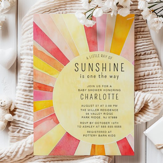 Little Sunshine Baby shower Kaart