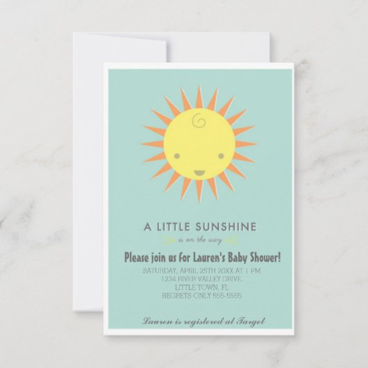 Little Sunshine Baby shower Kaart (Voorkant)