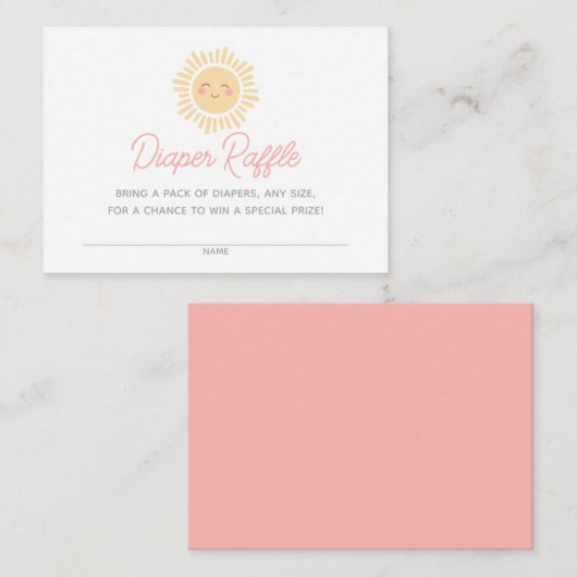 Little Sunshine Baby shower Luier Raffle Ticket Informatiekaartje (Voorkant / Achterkant)