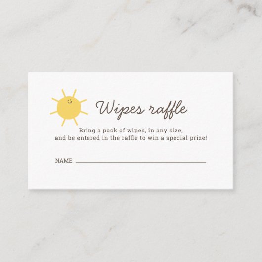 Little Sunshine Baby Shower Wipes Loterij Informatiekaartje (Voorkant)