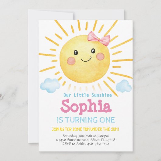 Little Sunshine Birthday Invitation-A159 Kaart (Voorkant)