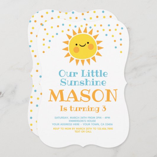 Little Sunshine Birthday Kaart (Voorkant / Achterkant)