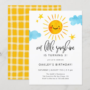 Little Sunshine Birthday Party Invitation Kaart