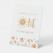 Little Sunshine Birthday Party Sign Reclamebord Met Voetstuk (Voorkant)