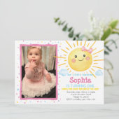 Little Sunshine Birthday Photo Invitation - A159 Kaart (Staand voorkant)