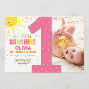 Little Sunshine Birthday-uitnodiging Lemonade Girl Kaart